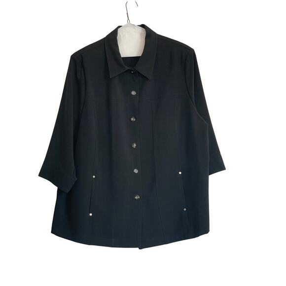 Allison Daley Black ladies suit jacket coat blazer 3/4 sleeve 22W - Picture 1 of 12